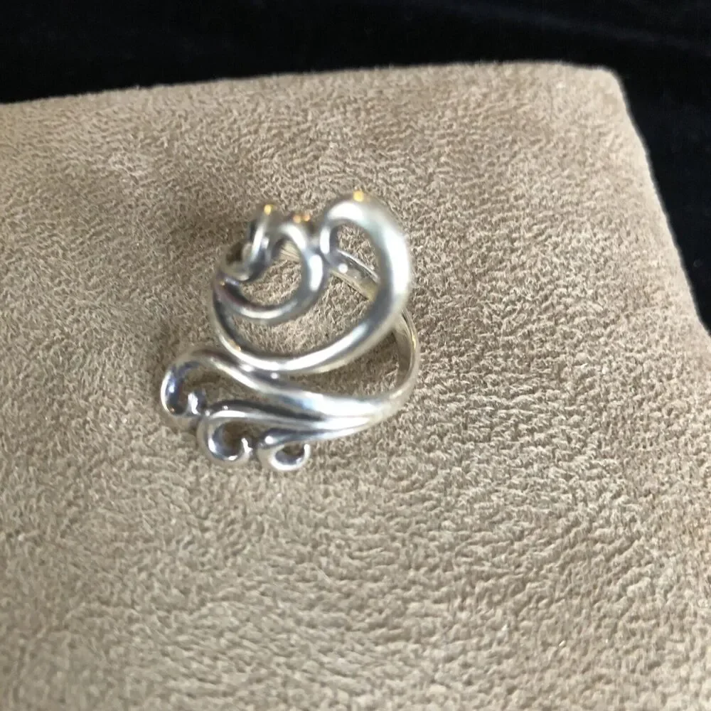 Stunning vintage Sterling.925 Italy Modernist Swirl abstract ring band Sz 6 - Picture 2 of 6